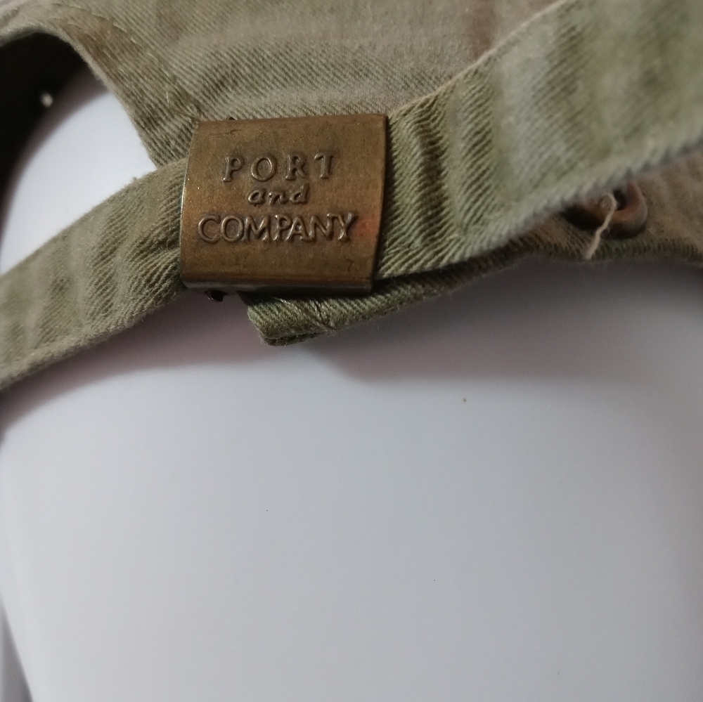 Port & Company beige/Blue Denim "CLARKSON GRAIN CO." ADJUSTABLE CAP TRUCKER HAT - Picture 5 of 7